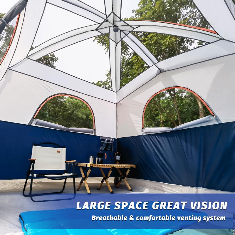 UNP Tents 6 Person Waterproof Windproof Easy Setup,Double Layer Family Camping Tent with 1 Mesh Door & 5 Large Mesh Windows -10'X9'X78in(H) (Navy Blue) - Image 5