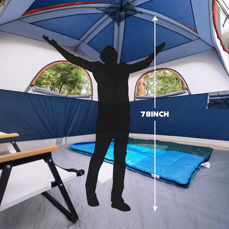 UNP Tents 6 Person Waterproof Windproof Easy Setup,Double Layer Family Camping Tent with 1 Mesh Door & 5 Large Mesh Windows -10'X9'X78in(H) (Navy Blue) - Image 3