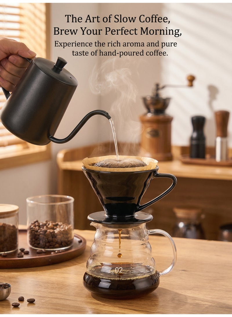 نيهاو كوب فلتر قهوة سيراميك V60 (يكفي من 1 إلى 4 حصص) | قمع تقطير قهوة أسود بتصميم مدمج | قمع قهوة سهل التنظيف وقابل لإعادة الاستخدام للاستخدام المنزلي والخارجي - Image 4