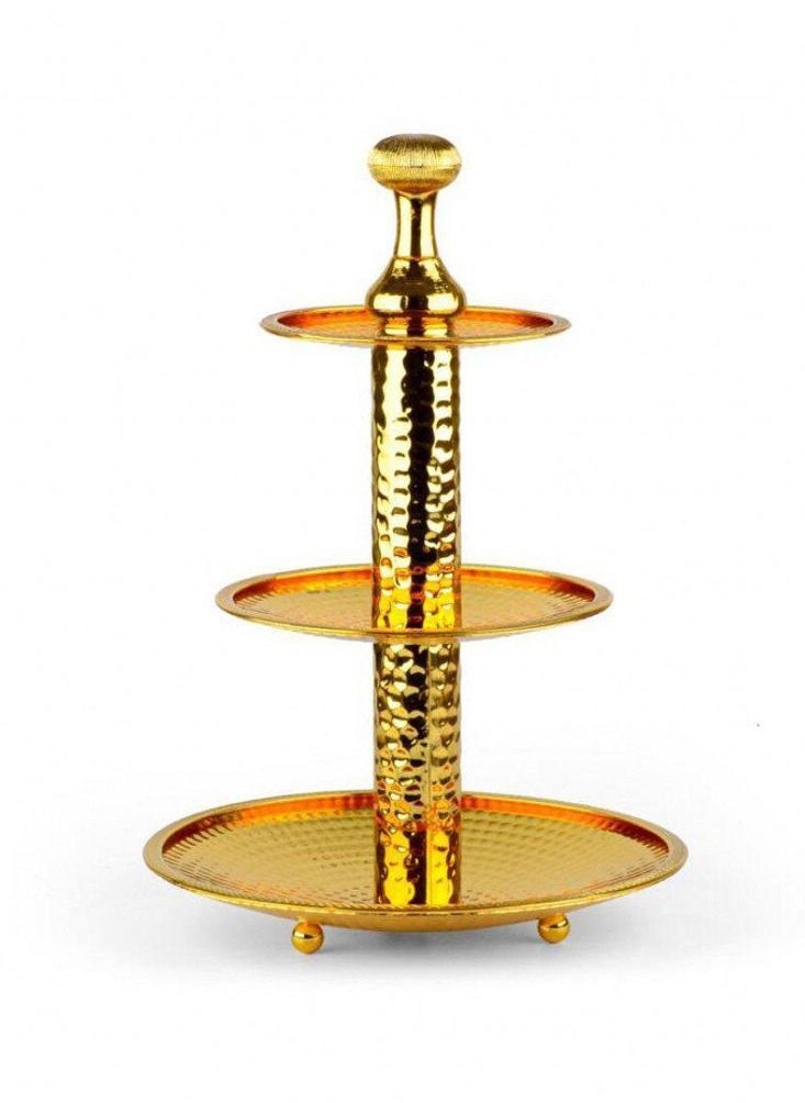 ماركة غير محددة - صحن تقديم فاكهة من 3 طبقات ذهبي - Image 1
