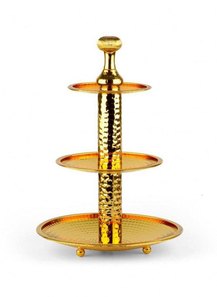 ماركة غير محددة - صحن تقديم فاكهة من 3 طبقات ذهبي - Image 1