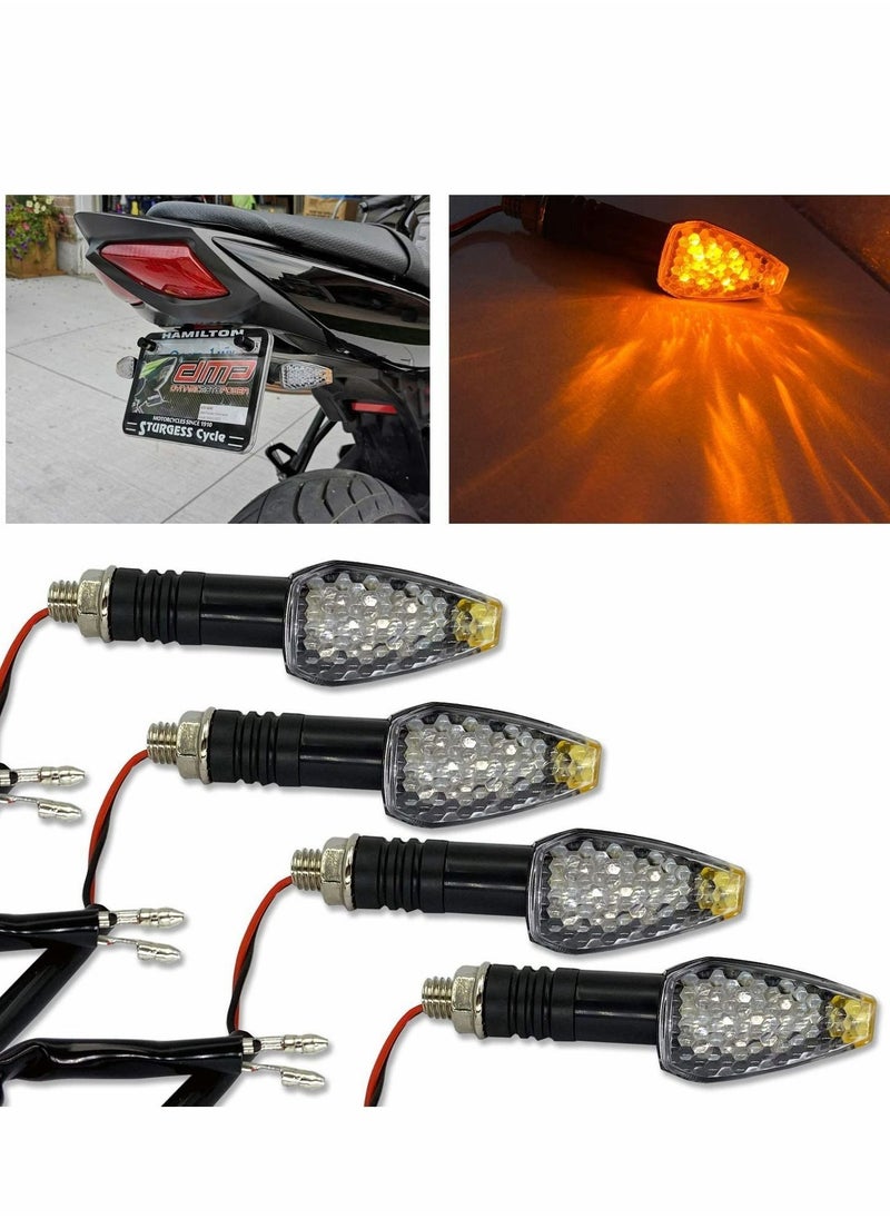 Excefore Motorcycle Turn Signal Lights, 4 Pcs 12V Universal Motorbike LED Indicator Blinker Amber Lamp Mini Stalk Arrow Light Front Rear Lights for Motorcycles  - Image 4