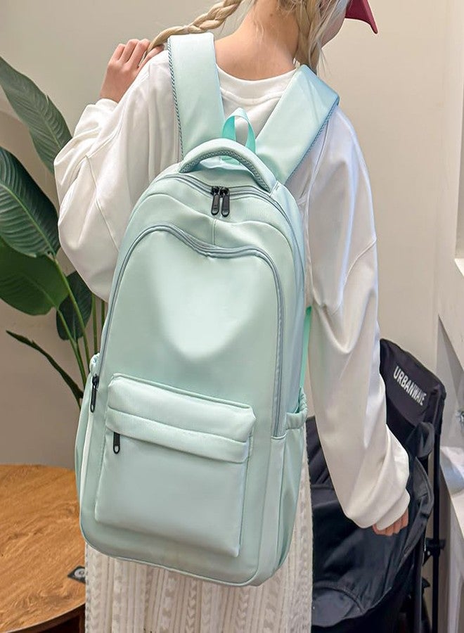 Lamprod Cute Aesthetic Backpack for School Supplies College Backpack for Teen Girls Students Laptop Bag Large Capacity Bookbags, Green, Fashion Backpack - Image 4