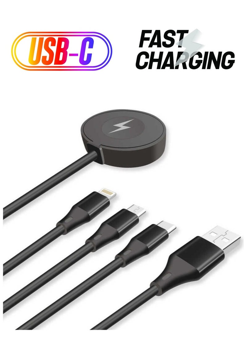 Raxoom Go-Des GD-UC561 4-in-1 Wireless Smartwatch Charger and Multi USB Fast Charging Cable Multipurpose - Image 1