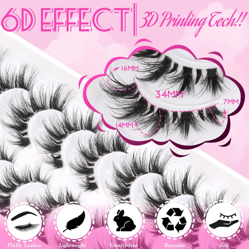 Veleasha Manga Bunny Lashes Cat Eye Lashes with Clear Band 7-16MM C Curl Spiky Anime Spiky False Eyelashes 6D Effect 10 Pairs Doll Eye Wispy Eyelashes (Spiky02) - Image 4