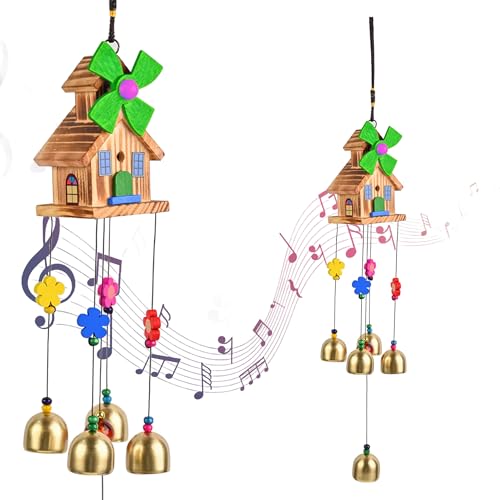 ZAICUS Wind Chimes for Positive Energy – Feng Shui Hanging Decorative Items for Home and Balcony - Fengshui Wind Chimes for Home Balcony (House Wind Chime- 5-Bells) - Image 1
