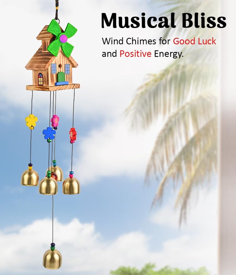 ZAICUS Wind Chimes for Positive Energy – Feng Shui Hanging Decorative Items for Home and Balcony - Fengshui Wind Chimes for Home Balcony (House Wind Chime- 5-Bells) - Image 5