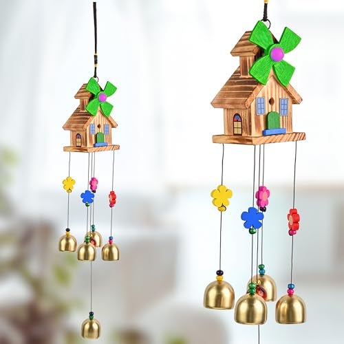 ZAICUS Wind Chimes for Positive Energy – Feng Shui Hanging Decorative Items for Home and Balcony - Fengshui Wind Chimes for Home Balcony (House Wind Chime- 5-Bells) - Image 2