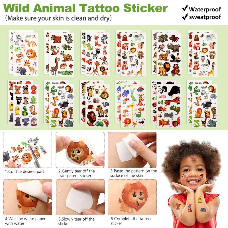 Fumete 121 Pcs Jungle Safari Party Favors Animals Theme Birthday Supplies with Slap Bracelets Keychains Temporary Animal Sticker Roll Bag Tag for Baby Shower Goodie Bag Fillers - Image 5