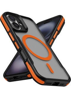 iPhone 16 Plus Compatible Magsafe Charging Feature Colorful Edge Airbag Strip Lamer Cover-Orange