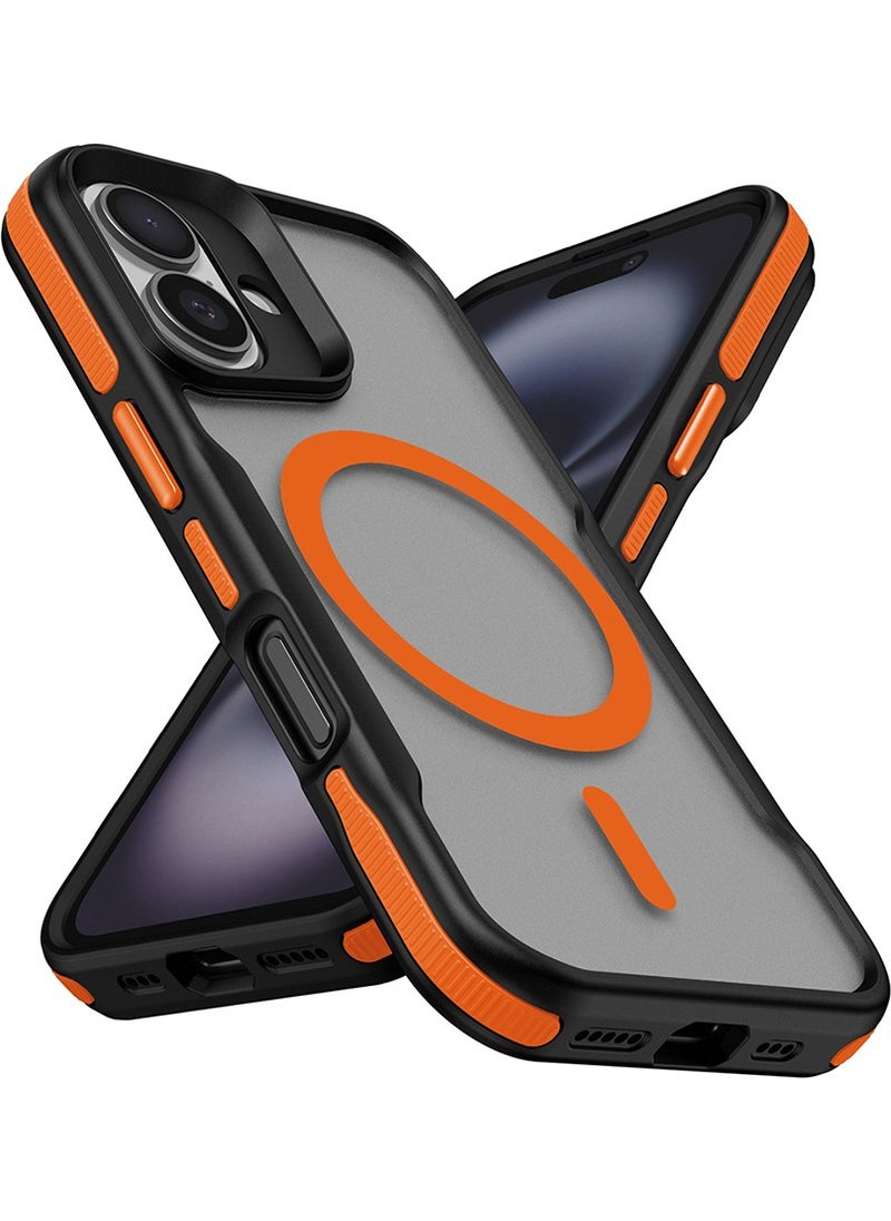 Rona Store iPhone 16 Plus Compatible Magsafe Charging Feature Colorful Edge Airbag Strip Lamer Cover-Orange  - Image 1