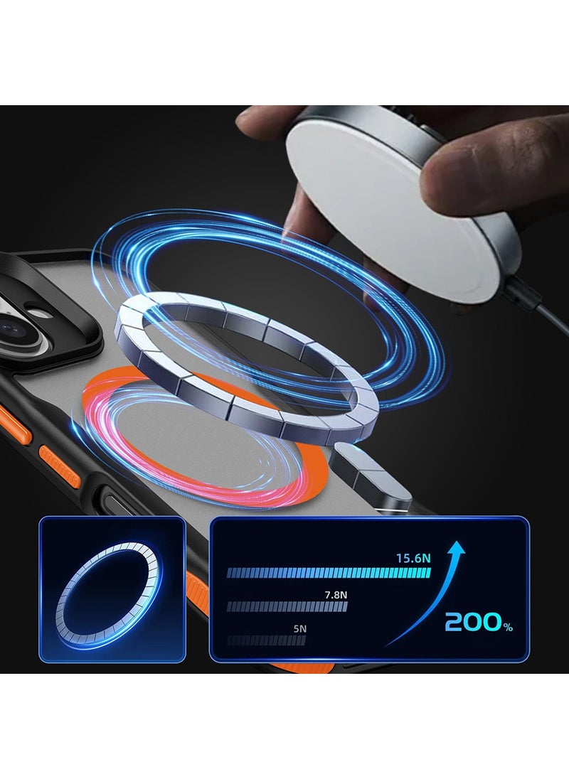 Rona Store iPhone 16 Plus Compatible Magsafe Charging Feature Colorful Edge Airbag Strip Lamer Cover-Orange  - Image 4