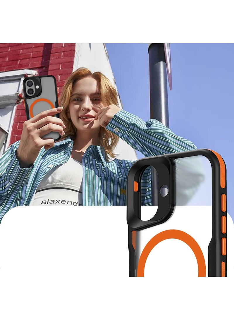 Rona Store iPhone 16 Plus Compatible Magsafe Charging Feature Colorful Edge Airbag Strip Lamer Cover-Orange  - Image 5