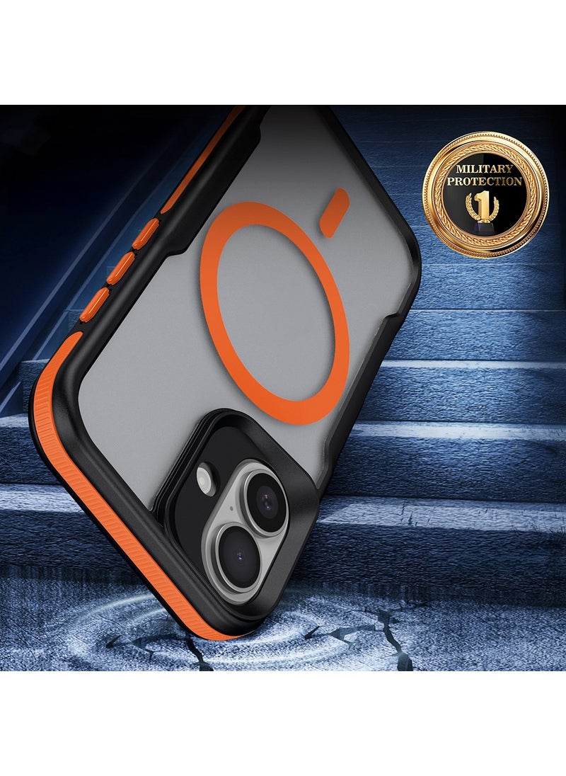 Rona Store iPhone 16 Plus Compatible Magsafe Charging Feature Colorful Edge Airbag Strip Lamer Cover-Orange  - Image 3