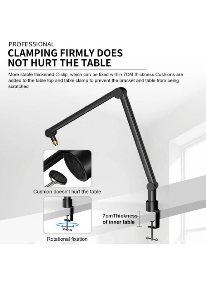 General Professional Boom Arm Stand,Mic Stand for Game streaming and Broadcasting/Sturdy Stainless Steel Mic Stand  - Image 4