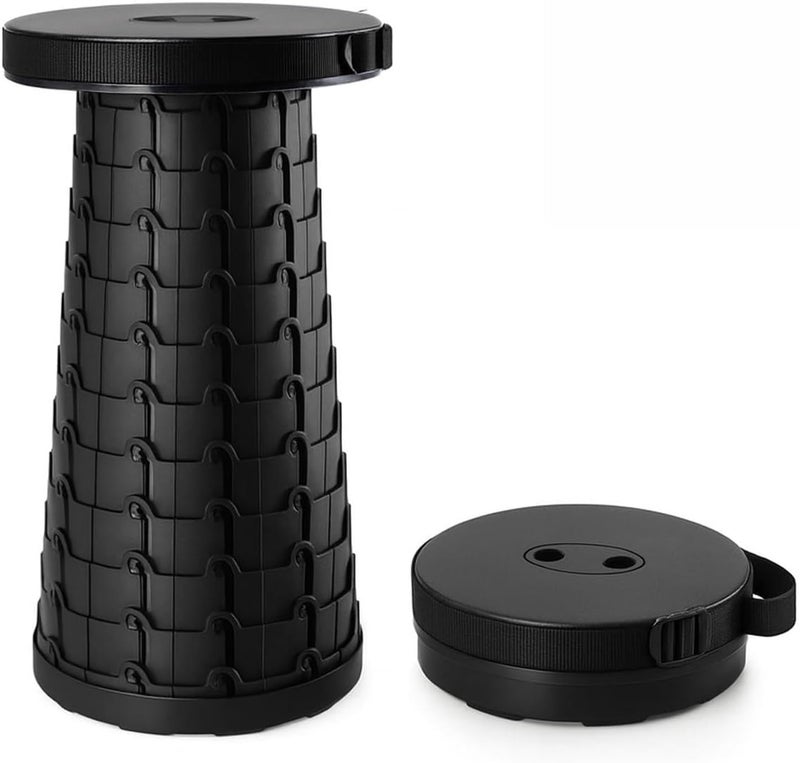 MARKQ Portable Folding Stool for Camping Outdoor, Telescopic Chair for Hiking, Fishing, Travel, Adjustable Height, Lightweight, Non-Slip Base - Assorted Colors (Blue, Black, Red) - Image 1