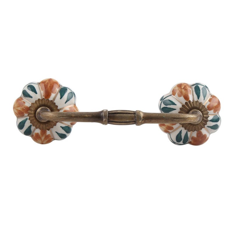 Indian-Shelf IndianShelf 1 Pack Ceramic Door Handles for Cabinets and Drawers Brown Dresser Pulls for Door Antique Hardware 8 Hole to Hole BH128MCK21 