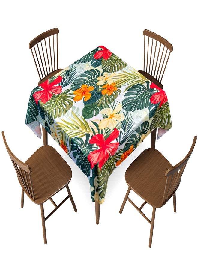 VVA Square Tablecloth 52"x52"-Stain Wrinkle Resistant Reusable Washable Polyester Hawaiian Aloha Pattern Table Cloth Tropical Plants Flowers Tablecloth- Squared Table Cover for Indoor Outdoor Events - Image 1