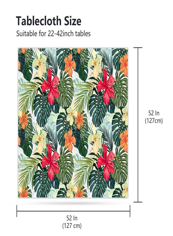 VVA Square Tablecloth 52"x52"-Stain Wrinkle Resistant Reusable Washable Polyester Hawaiian Aloha Pattern Table Cloth Tropical Plants Flowers Tablecloth- Squared Table Cover for Indoor Outdoor Events - Image 2