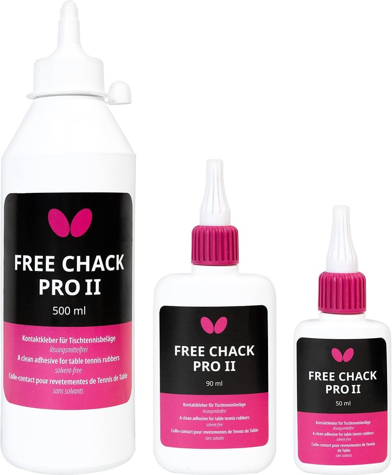 Butterfly Free Chack Pro II Table Tennis Adhesive with 16 Sponges - 90 ml - Image 1