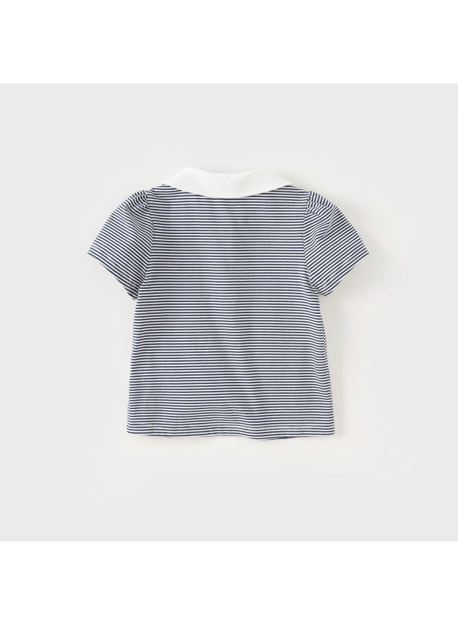 Mall Same Style Girls' Striped Short-sleeve T-shirt Summer Outfit Pure Cotton Top For Baby Girls Base Layer Tee - Image 3