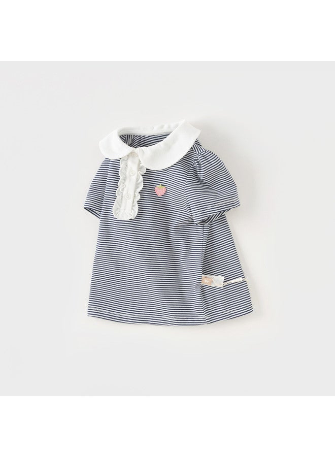 Mall Same Style Girls' Striped Short-sleeve T-shirt Summer Outfit Pure Cotton Top For Baby Girls Base Layer Tee - Image 4