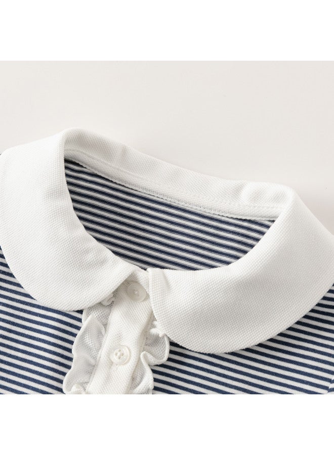 Mall Same Style Girls' Striped Short-sleeve T-shirt Summer Outfit Pure Cotton Top For Baby Girls Base Layer Tee - Image 5