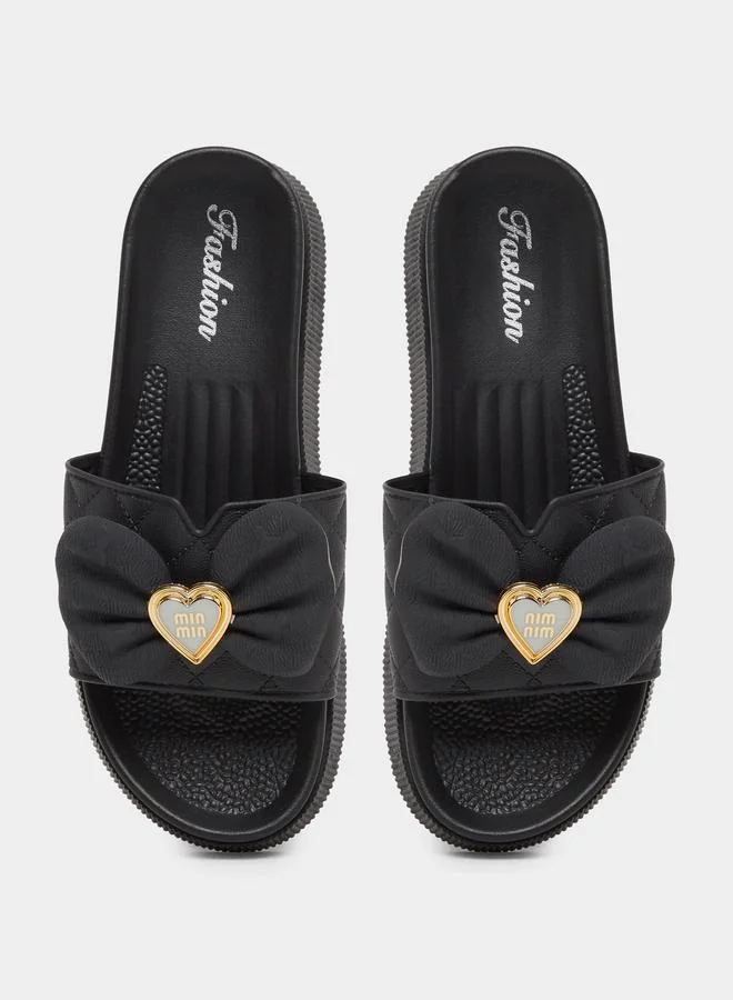 تايك تو صندل مسطح مزخرف بشريطين من القماش