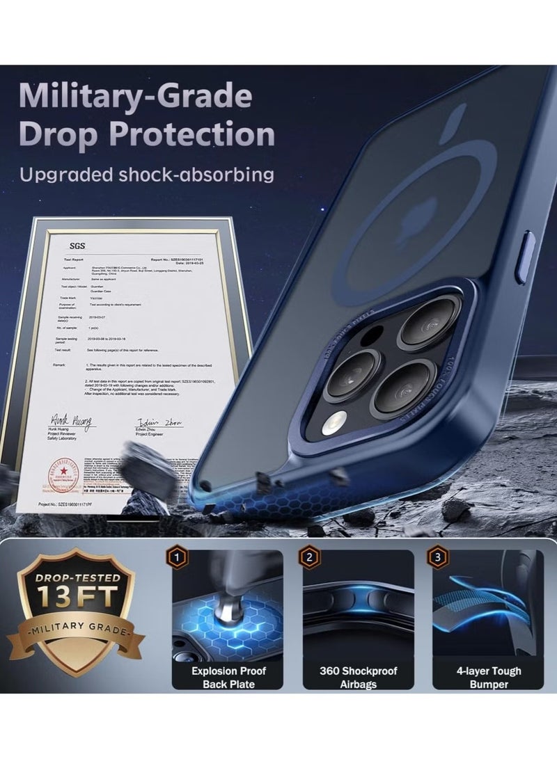 Magnetic Case for iPhone 13 Pro Max 6.7 Inch Case Translucent Matte Phone Case Slim Thin Shockproof Anti-Yellow Women Men Girls Boys Protective Cover (blue) - Image 4