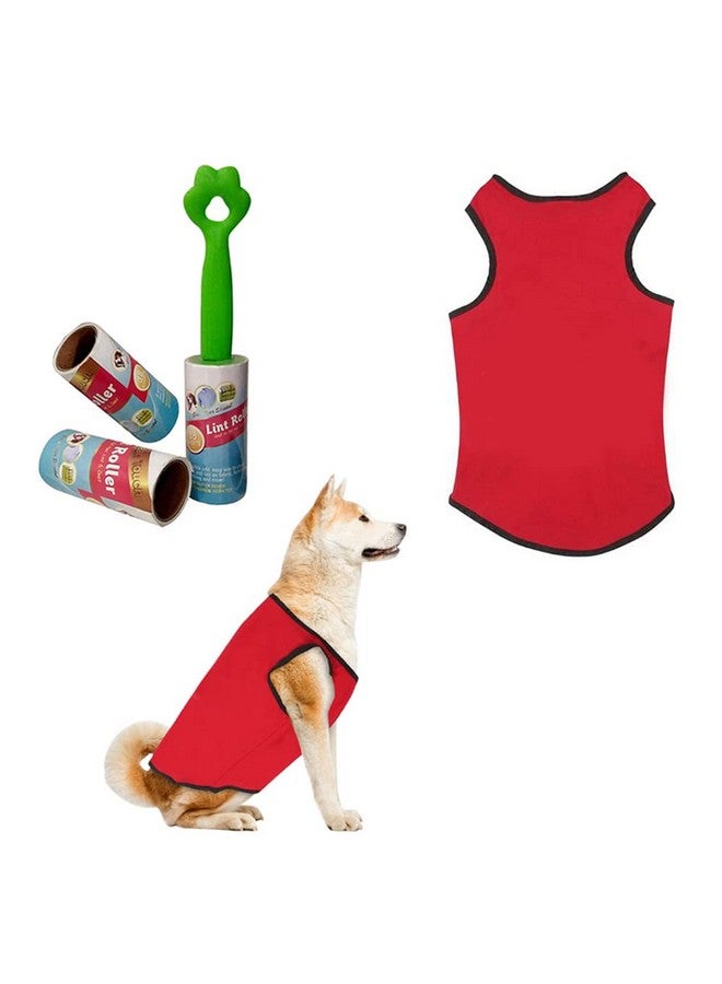Western Era Dog T-Shirt With Lint Roller| Comfortable & Breathable Dog Clothing & Lint Roller Set For Dog Hair Removal, Clothes (Small - 14 Inch, Red) - Image 1