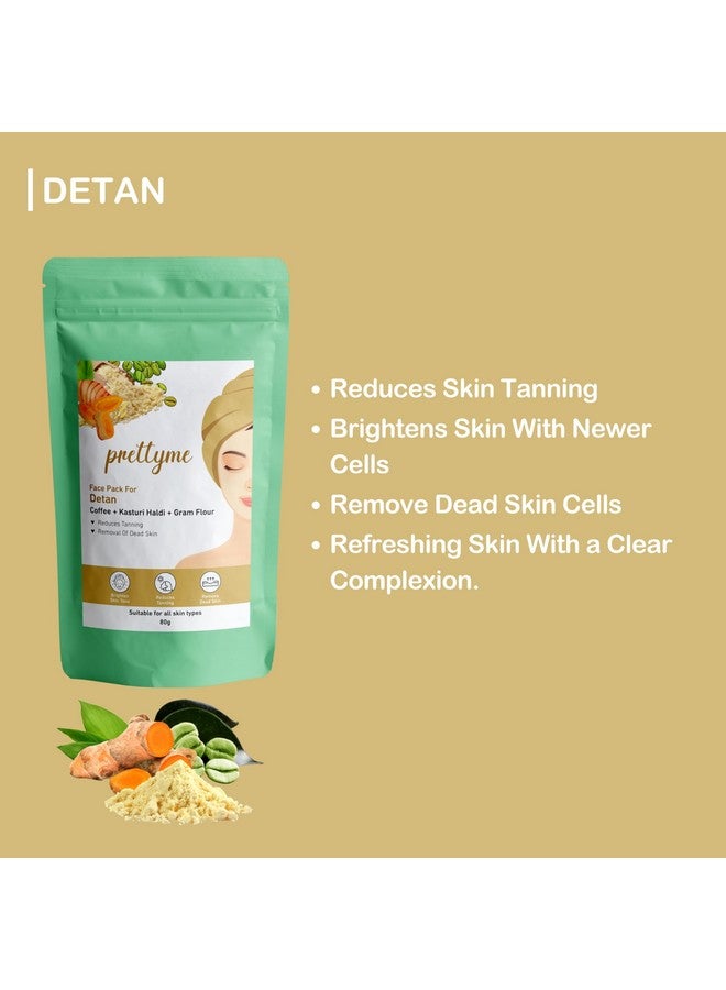 Pretty Me Prettyme Coffee, Neem, Tulsi, Kasturi Haldi, Papaya & Orange Peel Powder Face Pack for Tan Removal, Glowing, Acne & Pimple Free Skin | Natural Face Pack For Women/Men - Safe For All Skin Type - 240g - Image 4