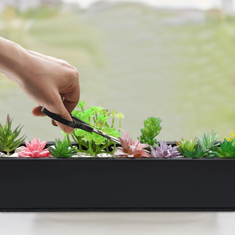 FillTouch 1 Pcs Long Rectangular Planter Box Window Sill Plant Box Metal Water Trough Indoor Large Modern Steel with Drainage Holes Herb Garden Home (32 x 3.5 x 3.5 Inch,Black) - Image 5