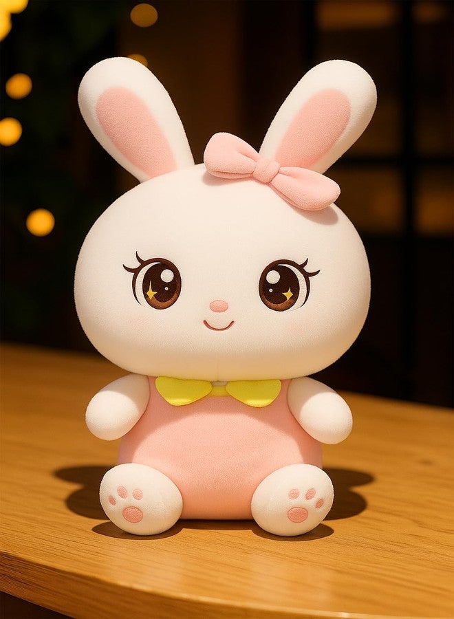 Softdreams Soft Plush Toy for Kids - Cute Stuffed Toy - Soft Cuddly Toy for Baby Boys & Girls, Return Gift -Bow Bunny White Pink 35cm - Image 1