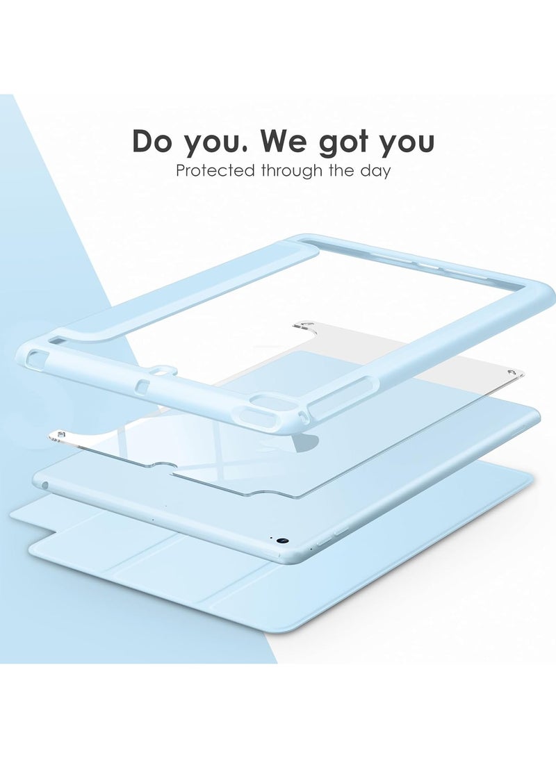 DUSALA Case for iPad Mini 5 Generation 2019/ Mini 4 3 2 1, with Pencil Holder, Slim Stand Protective Cover with Clear Transparent Back Shell for iPad mini 5  Tablet, Support Auto Wake/Sleep, (Blue) - Image 4