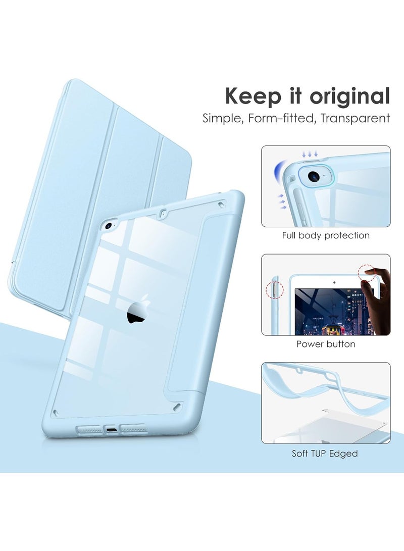 DUSALA Case for iPad Mini 5 Generation 2019/ Mini 4 3 2 1, with Pencil Holder, Slim Stand Protective Cover with Clear Transparent Back Shell for iPad mini 5  Tablet, Support Auto Wake/Sleep, (Blue) - Image 3