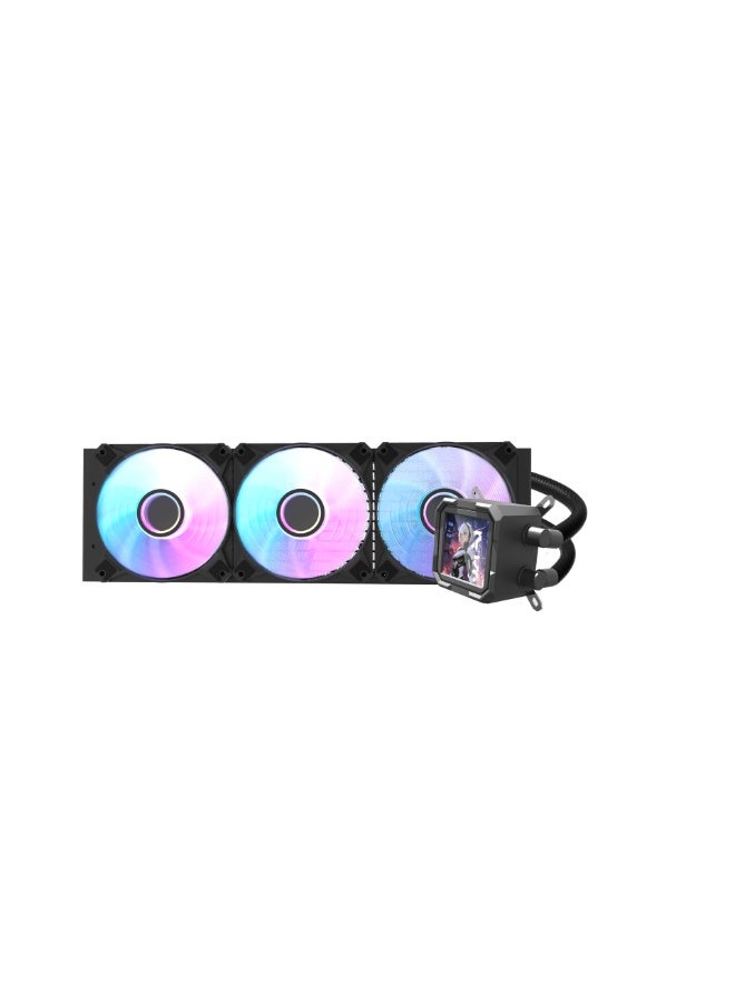 DarkFlash DV360S 360mm AIO Liquid CPU Cooler with 3.2” IPS LCD Screen, 320x320 Resolution, ARGB Lighting, 3x 120mm PWM Fans, Copper Base Water Block, Compatible with Intel & AMD, High-Performance Customizable PC Cooler | Black - Image 3