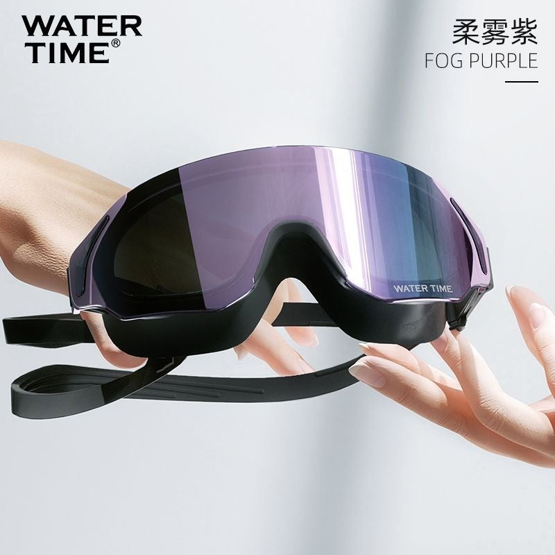 WaterTime Large Frame Swimming Goggles - HD Anti-Fog, Waterproof, Coated Swim Cap Set for Men and Women - Image 1