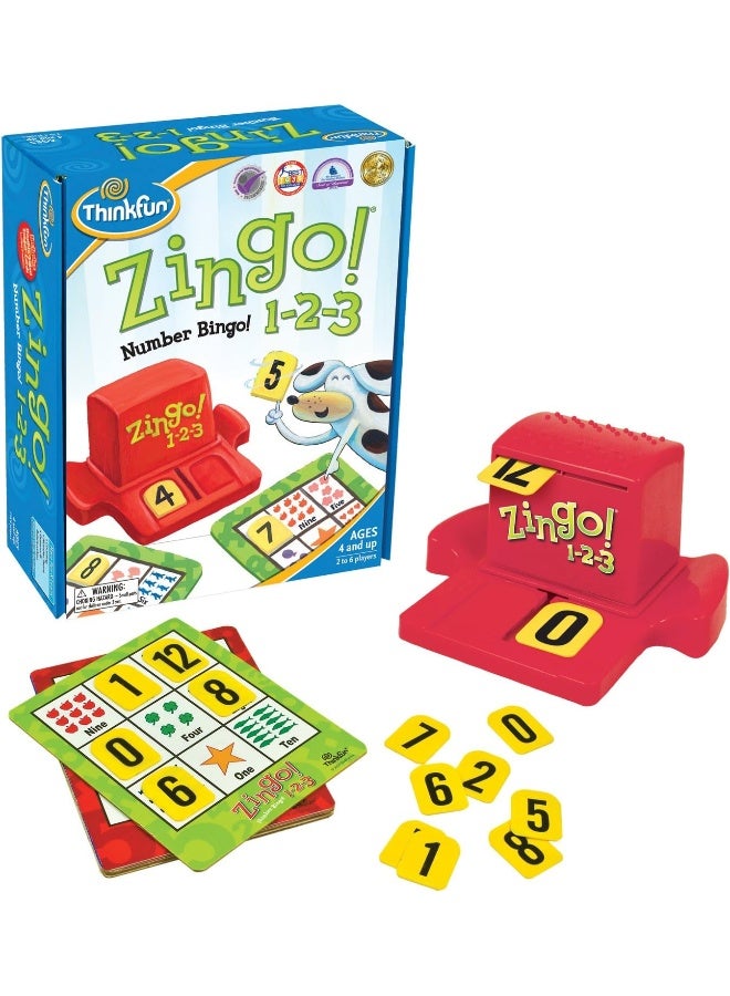 Think Fun Zingo 1-2-3 Number Bingo Game for Age 4 and Up - Award winner and Toy of the Year Nominee (7703) - Image 1