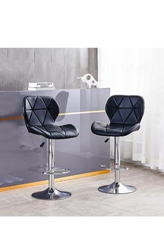 Golden Height Adjustable Bar Stools PU Faux Leather Padded Swivel Barstools Modern Counter Height Chairs with Backrest and Footrest for Pub Kitchen Counter (Black, 2)  - Image 1