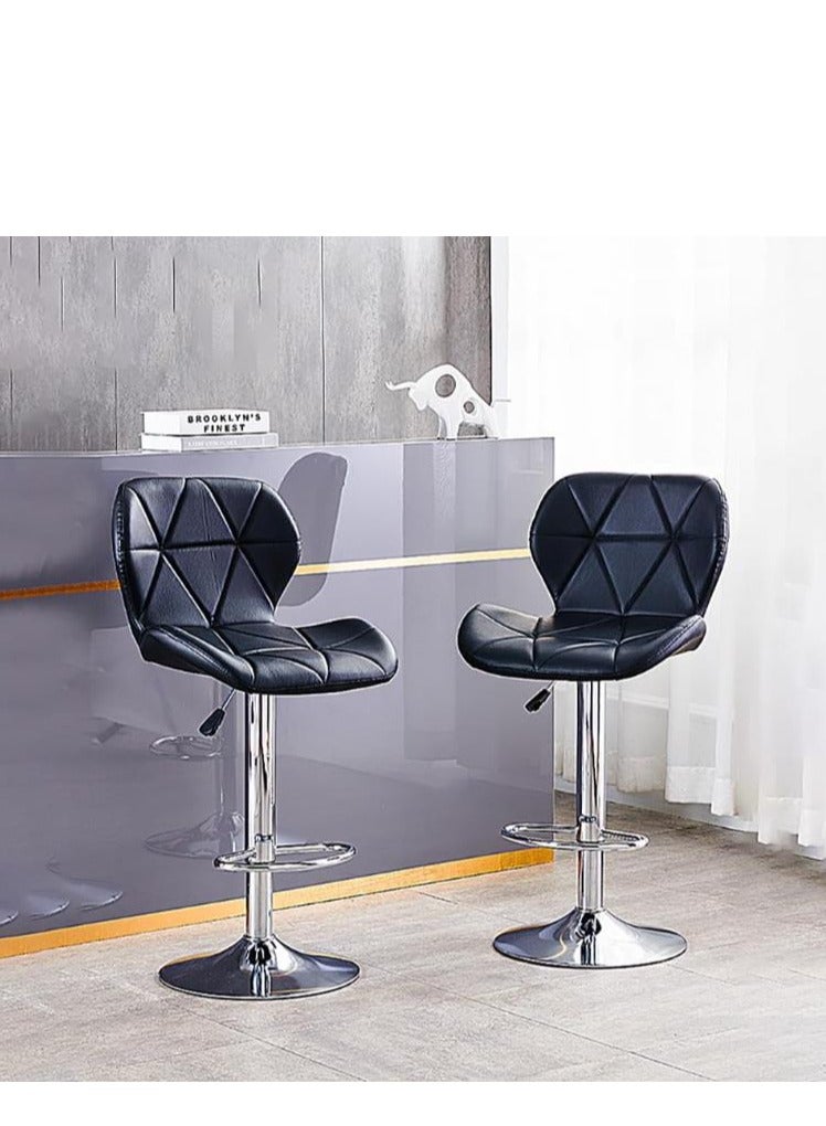 Golden Height Adjustable Bar Stools PU Faux Leather Padded Swivel Barstools Modern Counter Height Chairs with Backrest and Footrest for Pub Kitchen Counter (Black, 2)  - Image 1