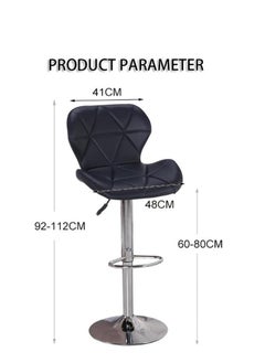 Golden Height Adjustable Bar Stools PU Faux Leather Padded Swivel Barstools Modern Counter Height Chairs with Backrest and Footrest for Pub Kitchen Counter (Black, 2)  - Image 2