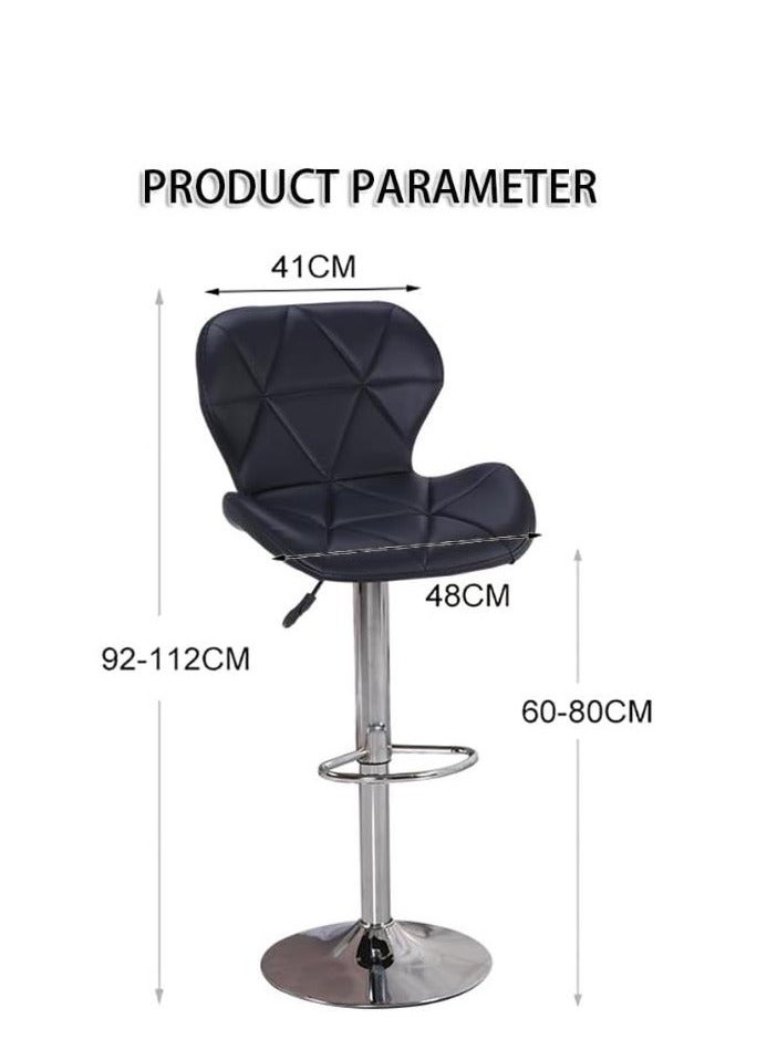 Golden Height Adjustable Bar Stools PU Faux Leather Padded Swivel Barstools Modern Counter Height Chairs with Backrest and Footrest for Pub Kitchen Counter (Black, 2)  - Image 2