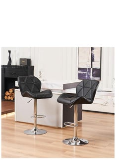 Golden Height Adjustable Bar Stools PU Faux Leather Padded Swivel Barstools Modern Counter Height Chairs with Backrest and Footrest for Pub Kitchen Counter (Black, 2)  - Image 5