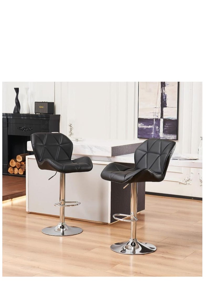 Golden Height Adjustable Bar Stools PU Faux Leather Padded Swivel Barstools Modern Counter Height Chairs with Backrest and Footrest for Pub Kitchen Counter (Black, 2)  - Image 5