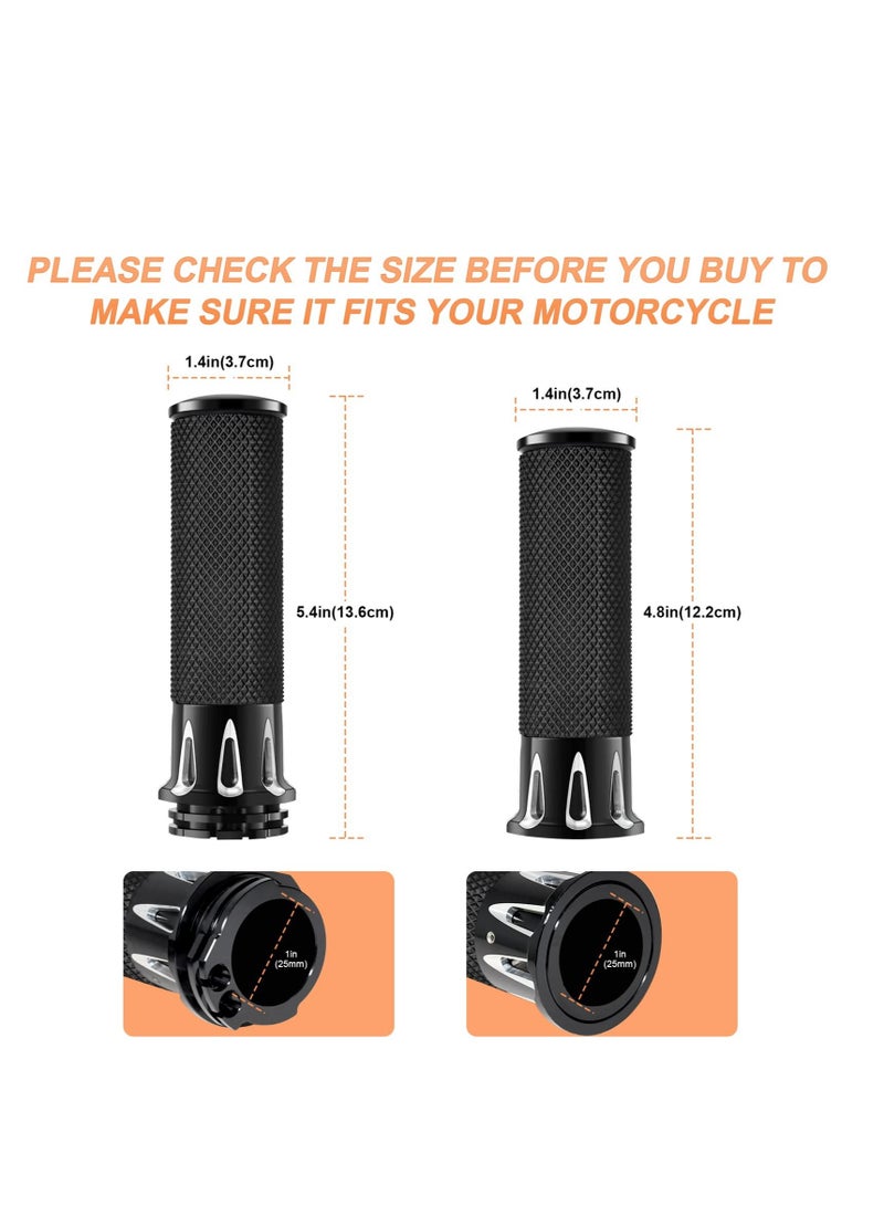 Zikra Universal Motorcycle Handles Grips, 1" Motorcycle Hand Grips Black Chrome Handlebar Grips Compatible with Harley Touring Honda Yamaha Suzuki Kawasaki - Image 5