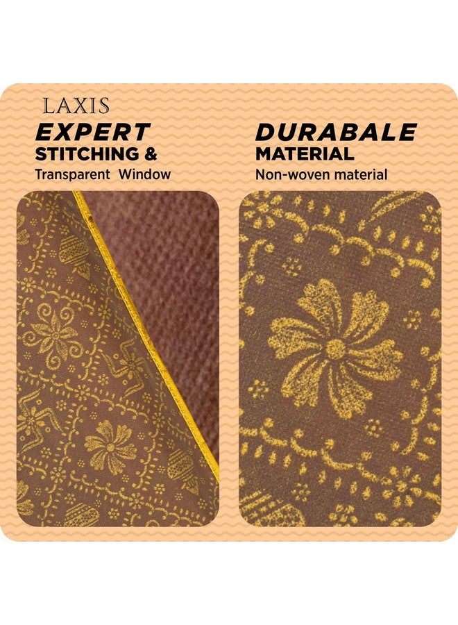 LAXIS HOMFIL Brand Non-Woven Single Saree Bags Transparent Saree Covers with Zip, Saree Covers for Storage, Wardrobe Organizer Saree Bags Size-36x42x2 CM (Golden Brown, Pack of 10) - Image 4
