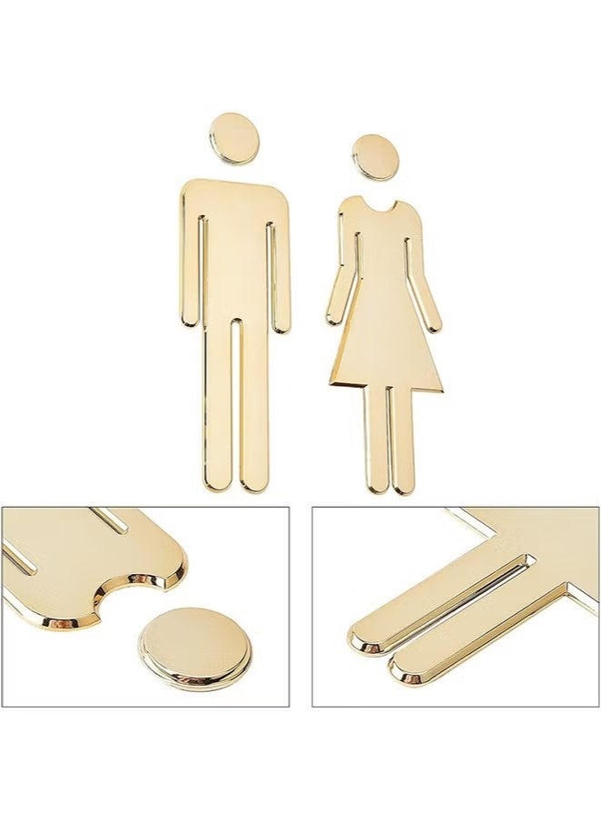 Generic Toilet Signs Self Adhesive for Ladies and Gentlemen, Washroom Door Signs for Home Hotel Office Store Parking Restaurant, Gold  - Image 4