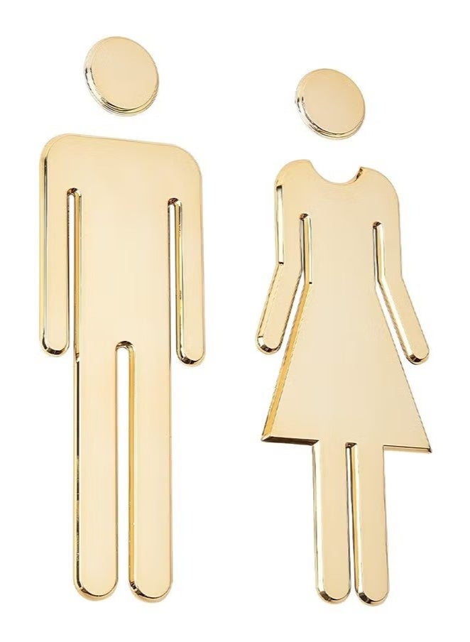 Generic Toilet Signs Self Adhesive for Ladies and Gentlemen, Washroom Door Signs for Home Hotel Office Store Parking Restaurant, Gold  - Image 1