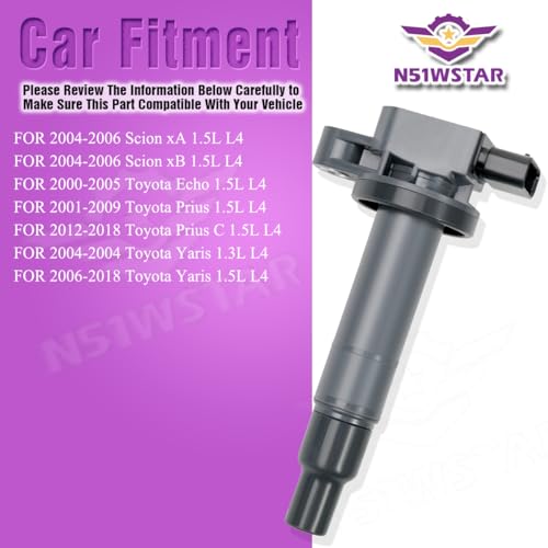N51WSTAR Ignition Coil Packs Set Of 4 Compatible With Scion Xa Xb Toyota Echo Prius Yaris 1.3 1.5 L4 1NZ 2NZ Replacement For Uf316 Uf-316 909190-2265 90919-02240 9091902240 90080-19021 9008019021 - Image 5