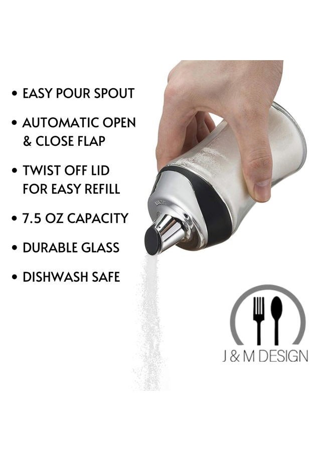 J&M DESIGN J & M Design Sugar Dispenser & Shaker For Coffee, Cereal, Tea & Baking with Pouring Spout and Lid for Easy Spoon Measuring Pour - 220ml Glass Jar Container - Dishwasher Safe - Image 2